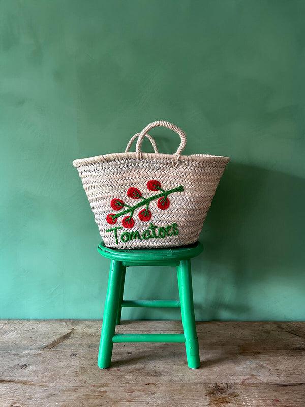Bohemia Design Hand Embroidered Market Basket Tomatoes