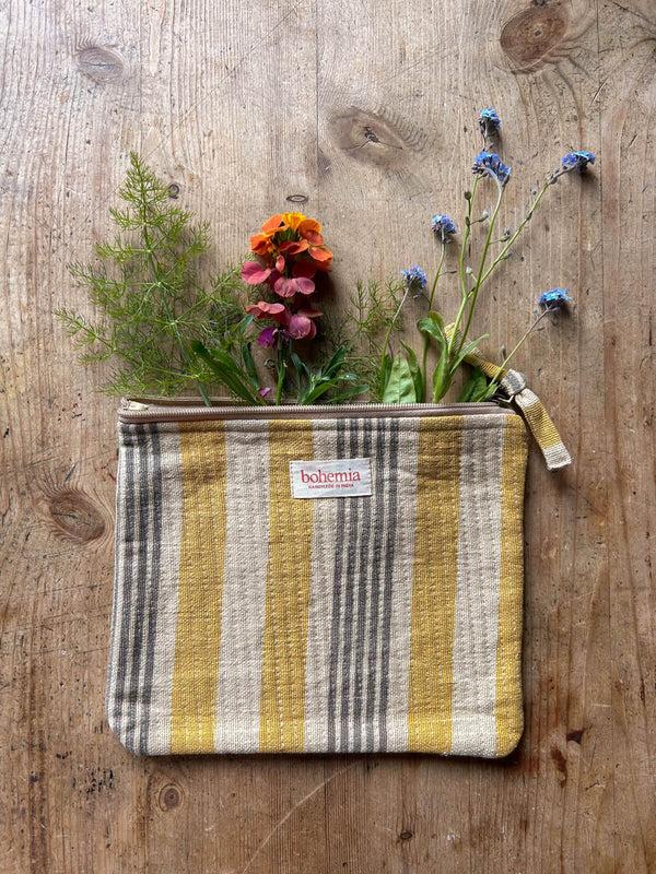 bohemia design Jaipur Stripe Large Pouch India Yellow