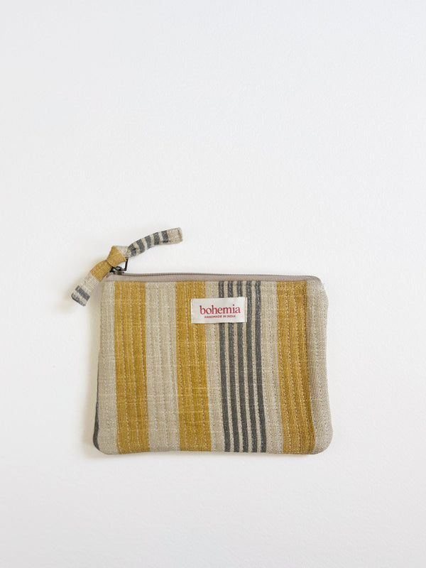 Bohemia Design Jaipur Stripe Medium Pouch India Yellow