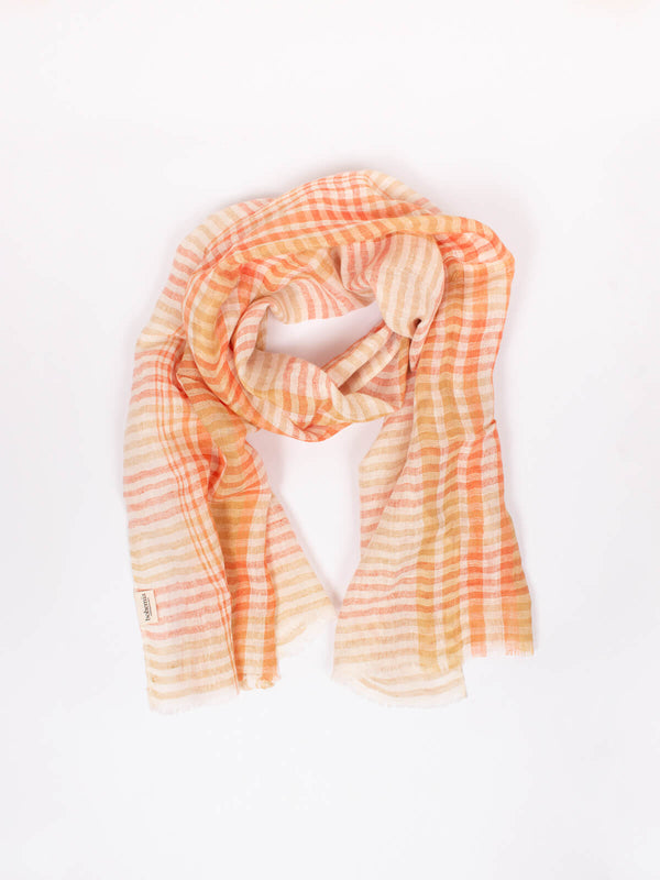 bohemia design Linen Scarf Mustard and Orange Check