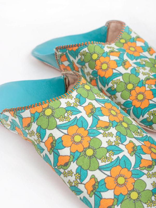 Bohemia Design Margot Floral Babouche Slippers Aqua