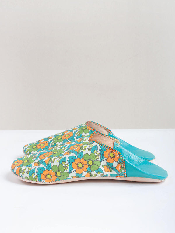 Bohemia Design Margot Floral Babouche Slippers Aqua