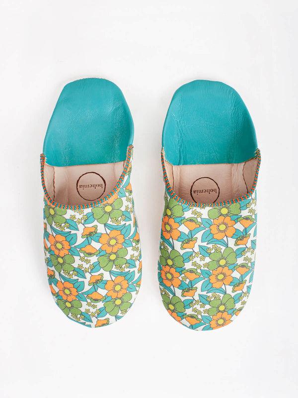 bohemia design Margot Floral Babouche Slippers Aqua
