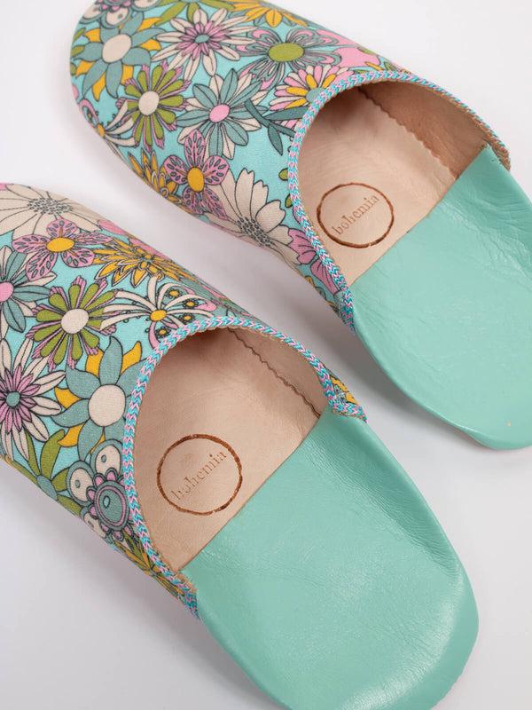 Bohemia Design Margot Floral Babouche Slippers Duck Egg