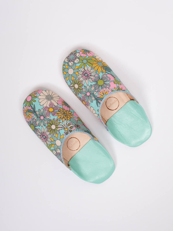 Bohemia Design Margot Floral Babouche Slippers Duck Egg