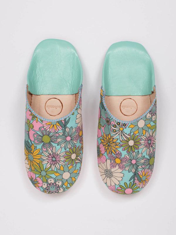bohemia design Margot Floral Babouche Slippers Duck Egg