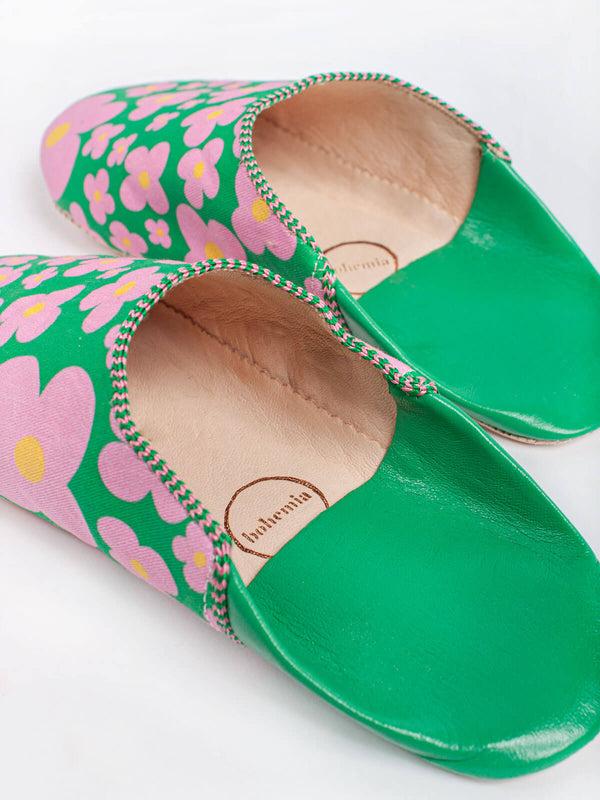 Bohemia Design Margot Floral Babouche Slippers Green