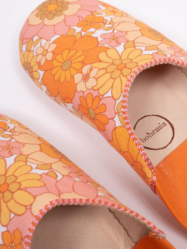 Bohemia Design Margot Floral Babouche Slippers Tangerine