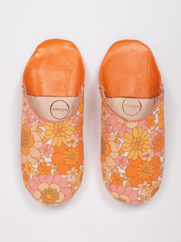 bohemia design Margot Floral Babouche Slippers Tangerine