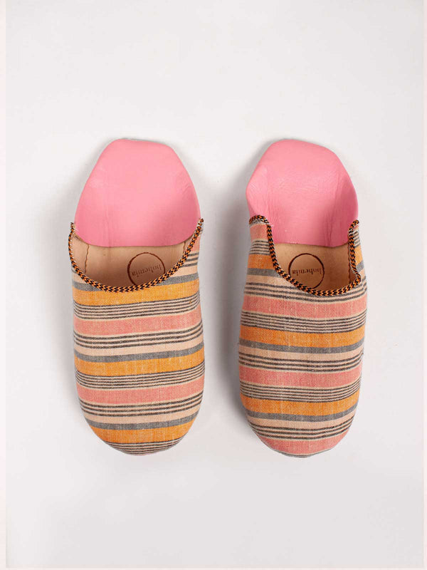bohemia design Margot Linen Babouche Slippers Tangerine Stripe