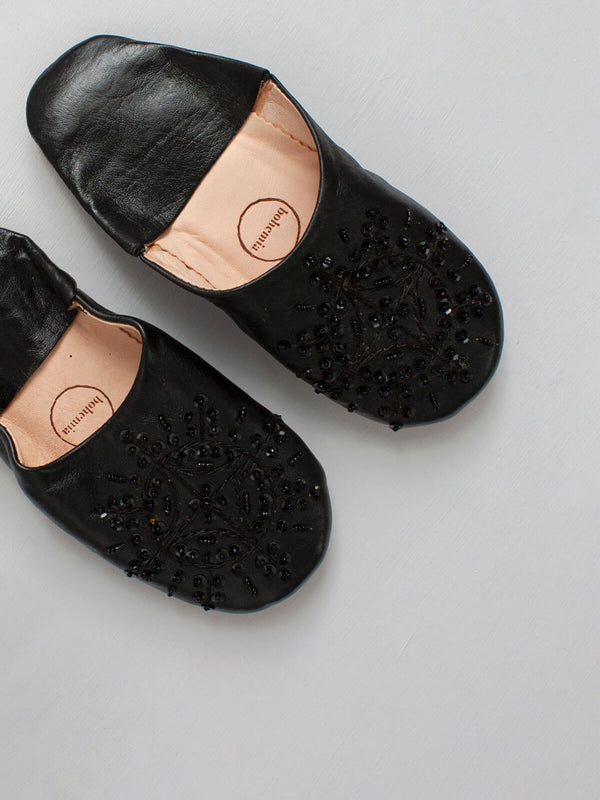 Bohemia Design Moroccan Babouche Sequin Slippers Black
