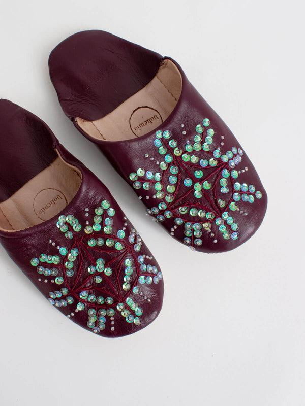Bohemia Design Moroccan Babouche Sequin Slippers Pomegranate