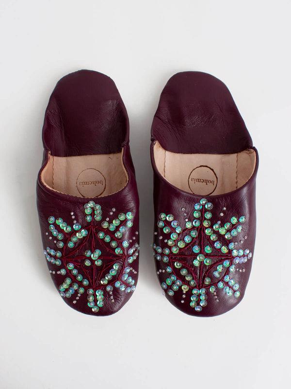 bohemia design Moroccan Babouche Sequin Slippers Pomegranate