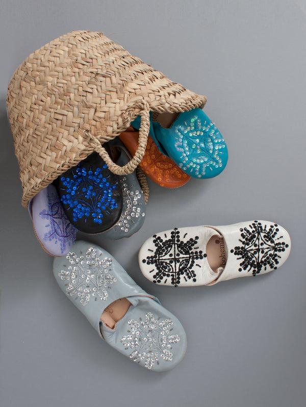 Bohemia Design Moroccan Babouche Sequin Slippers - Seconds Large (Assorted Colours)