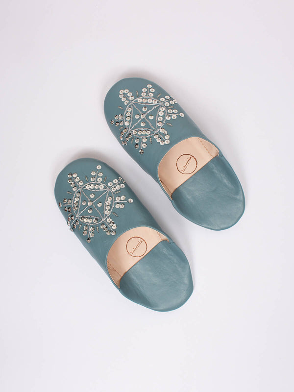 Bohemia Design Moroccan Babouche Sequin Slippers Slate Grey