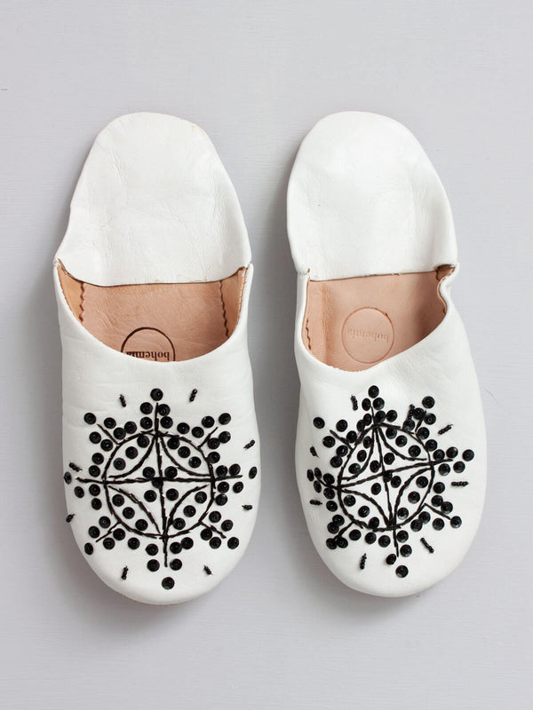 Bohemia Design Moroccan Babouche Sequin Slippers White And Black