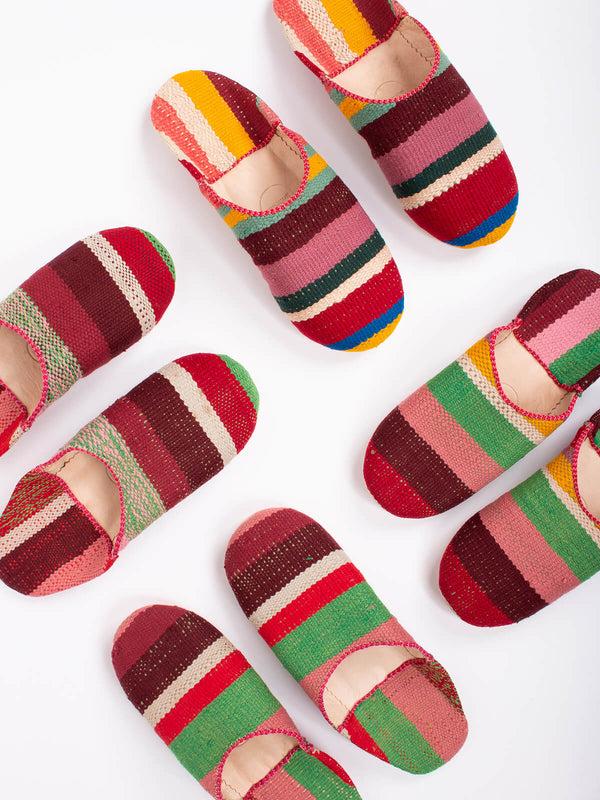 Bohemia Design Moroccan Boujad Basic Babouche Slippers Carnival Stripe