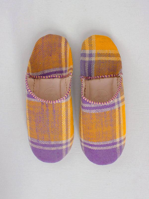 Bohemia Design Moroccan Boujad Basic Babouche Slippers Mustard Lilac Check