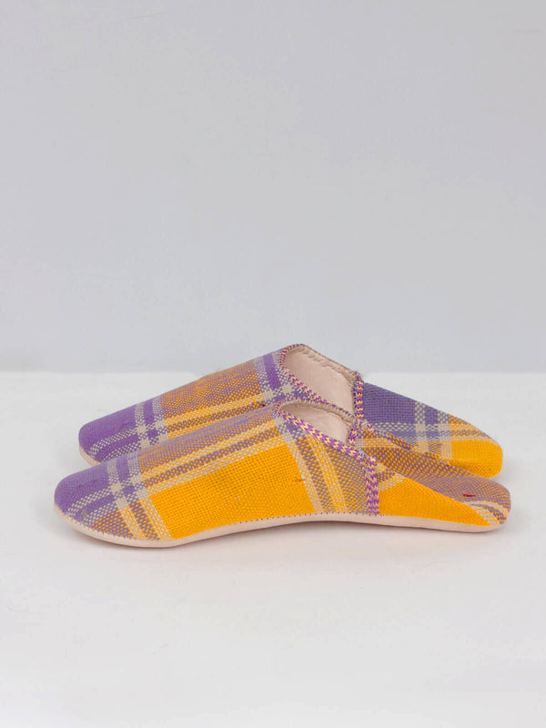 Bohemia Design Moroccan Boujad Basic Babouche Slippers Mustard Lilac Check