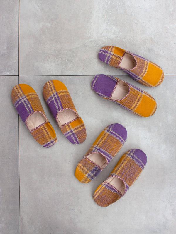 bohemia design Moroccan Boujad Basic Babouche Slippers Mustard Lilac Check