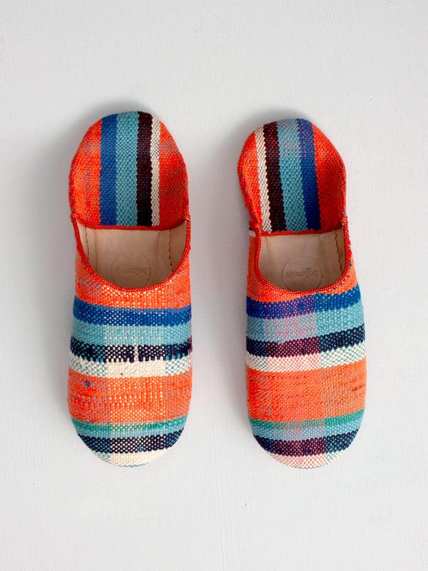 bohemia design Moroccan Boujad Basic Babouche Slippers Orange and Blue Check