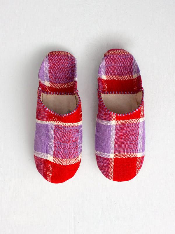 bohemia design Moroccan Boujad Basic Babouche Slippers Red and Lilac Check