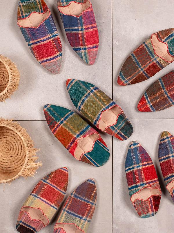 Bohemia Design Moroccan Boujad Pointed Babouche Slippers Fez Check