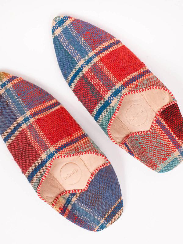 Bohemia Design Moroccan Boujad Pointed Babouche Slippers Fez Check
