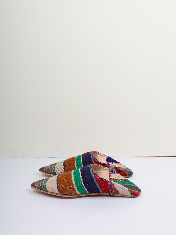 Bohemia Design Moroccan Boujad Pointed Babouche Slippers Merzouga Stripe