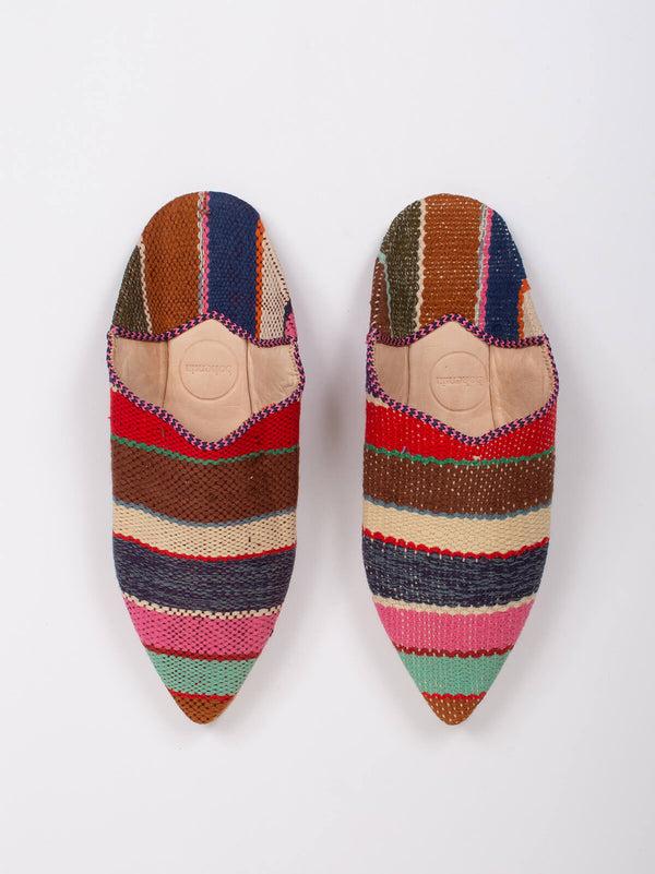 bohemia design Moroccan Boujad Pointed Babouche Slippers Merzouga Stripe