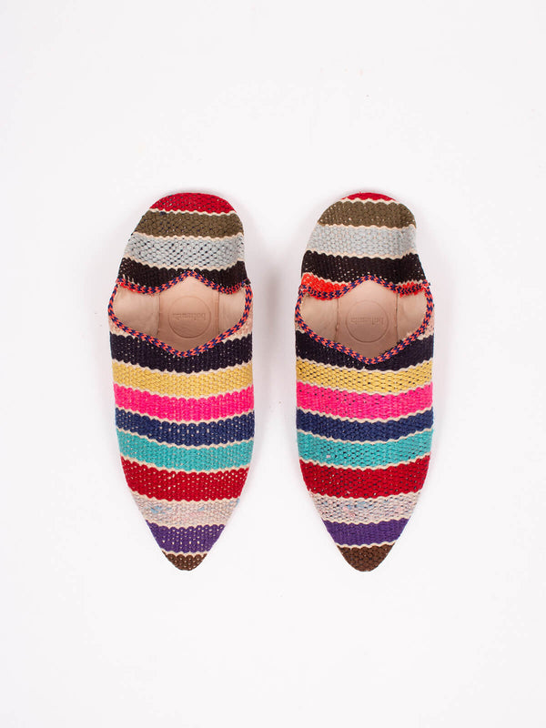 Bohemia Design Moroccan Boujad Pointed Babouche Slippers Multi Stripe