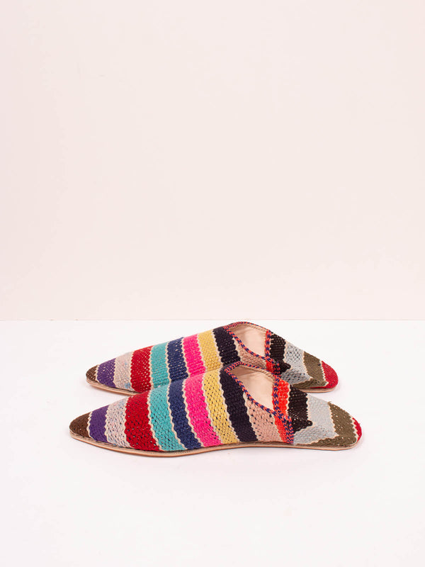 bohemia design Moroccan Boujad Pointed Babouche Slippers Multi Stripe