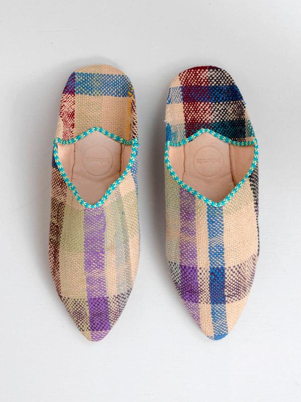 Bohemia Design Moroccan Boujad Pointed Babouche Slippers Natural Check