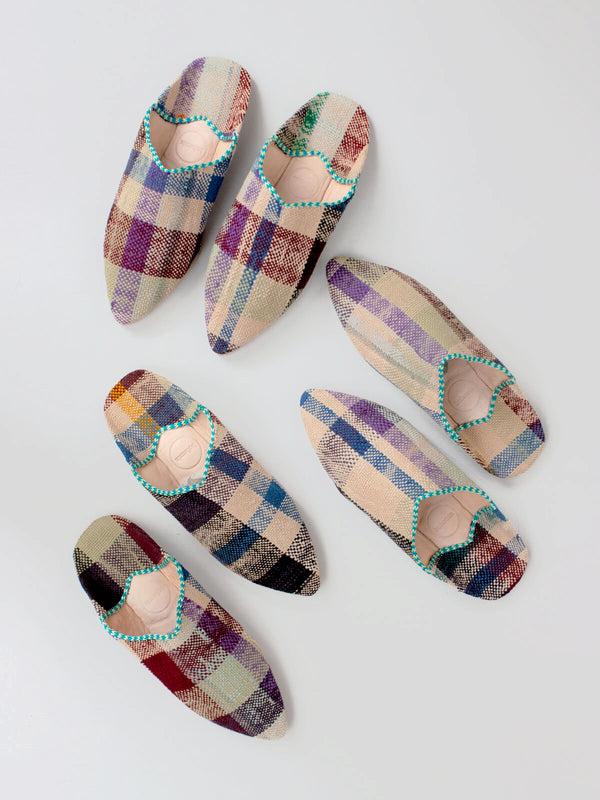bohemia design Moroccan Boujad Pointed Babouche Slippers Natural Check