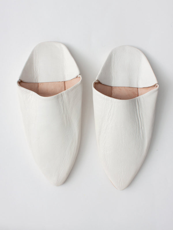 bohemia design Moroccan Classic Pointed Babouche Slippers Antique White
