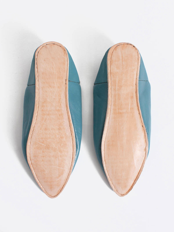 Bohemia Design Moroccan Classic Pointed Babouche Slippers Blue Grey