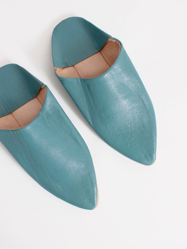 Bohemia Design Moroccan Classic Pointed Babouche Slippers Blue Grey