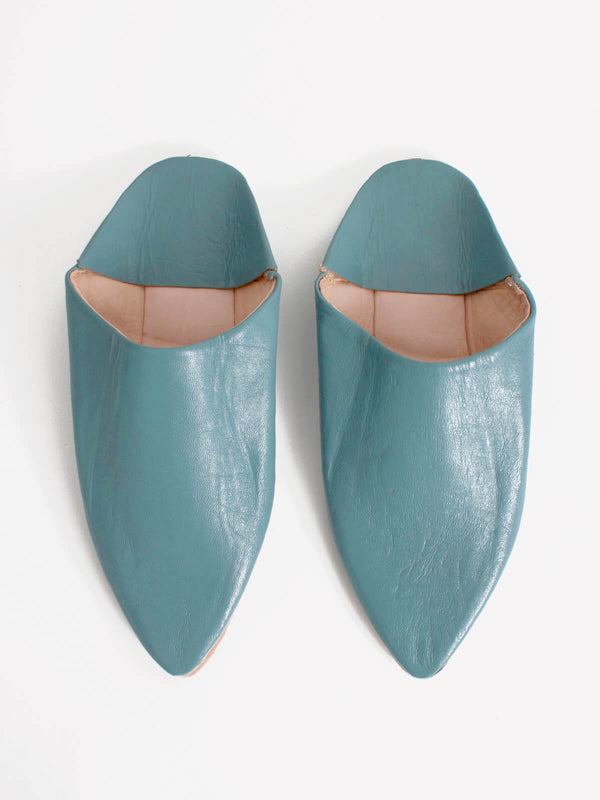 bohemia design Moroccan Classic Pointed Babouche Slippers Blue Grey