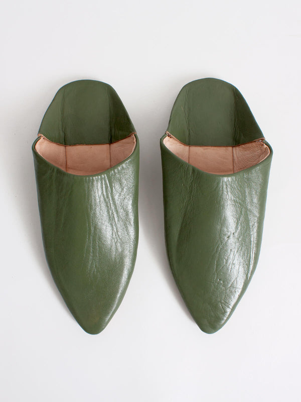 bohemia design Moroccan Classic Pointed Babouche Slippers Olive