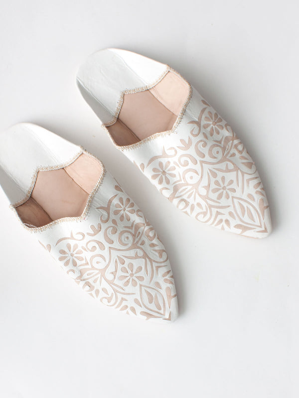 Bohemia Design Moroccan Decorative Babouche Slippers White