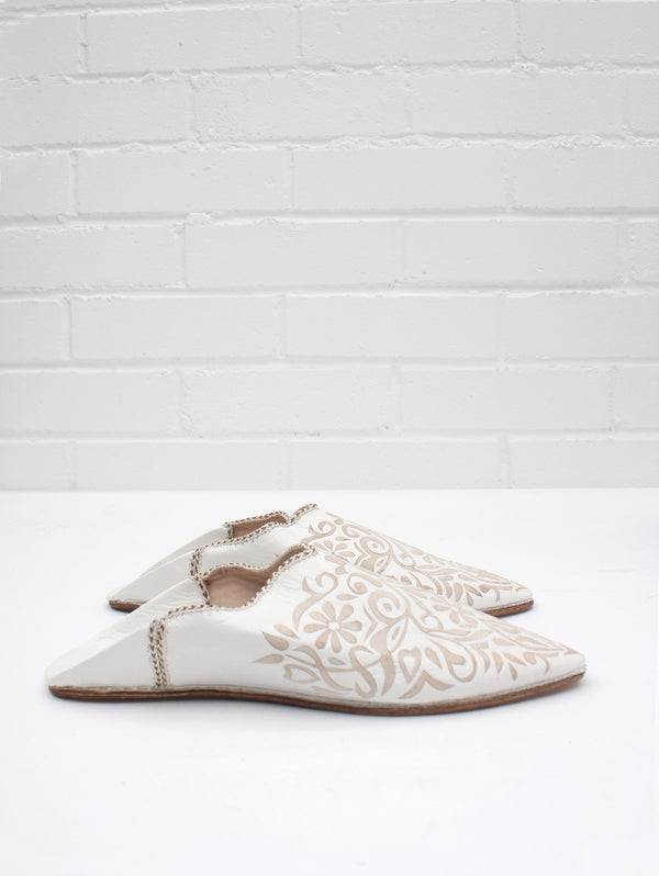 Bohemia Design Moroccan Decorative Babouche Slippers White