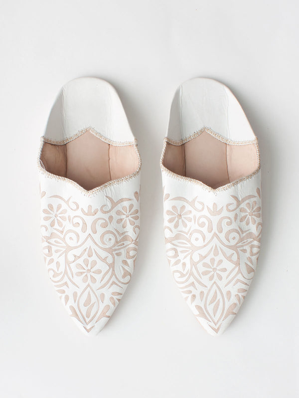 bohemia design Moroccan Decorative Babouche Slippers White