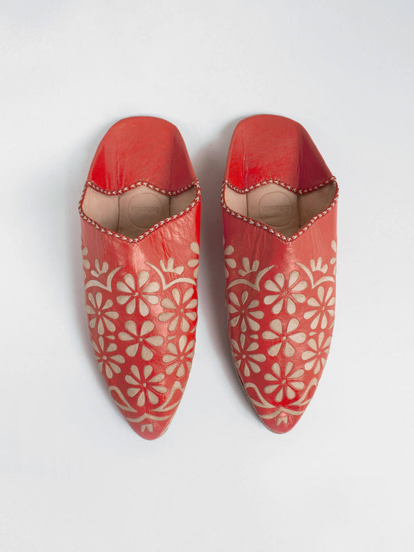 bohemia design Moroccan Decorative Daisy Babouche Slippers Orange