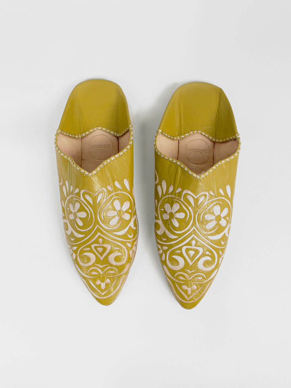 bohemia design Moroccan Decorative Heart Babouche Slippers Mustard