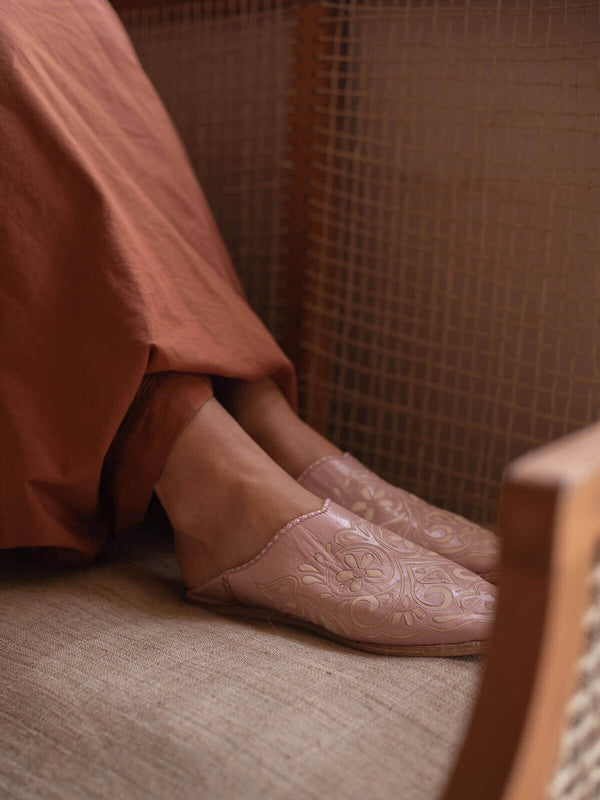 Bohemia Design Moroccan Decorative Heart Babouche Slippers Vintage Pink