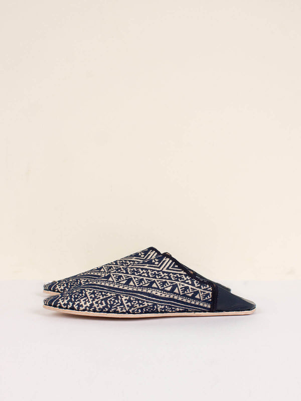Bohemia Design Moroccan Jacquard Pointed Babouche Slippers Indigo
