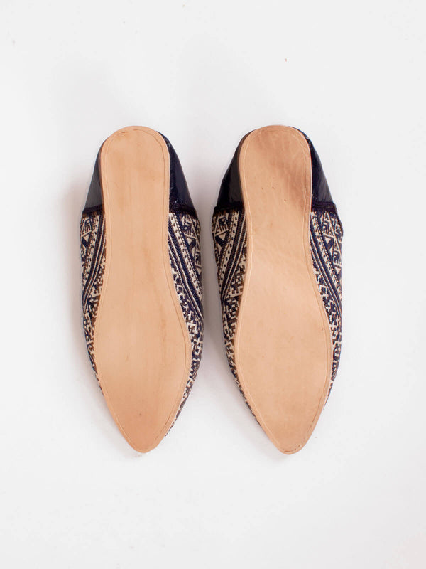 Bohemia Design Moroccan Jacquard Pointed Babouche Slippers Indigo