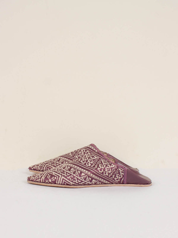 Bohemia Design Moroccan Jacquard Pointed Babouche Slippers Mauve