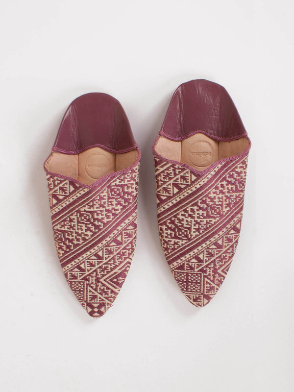 bohemia design Moroccan Jacquard Pointed Babouche Slippers Mauve