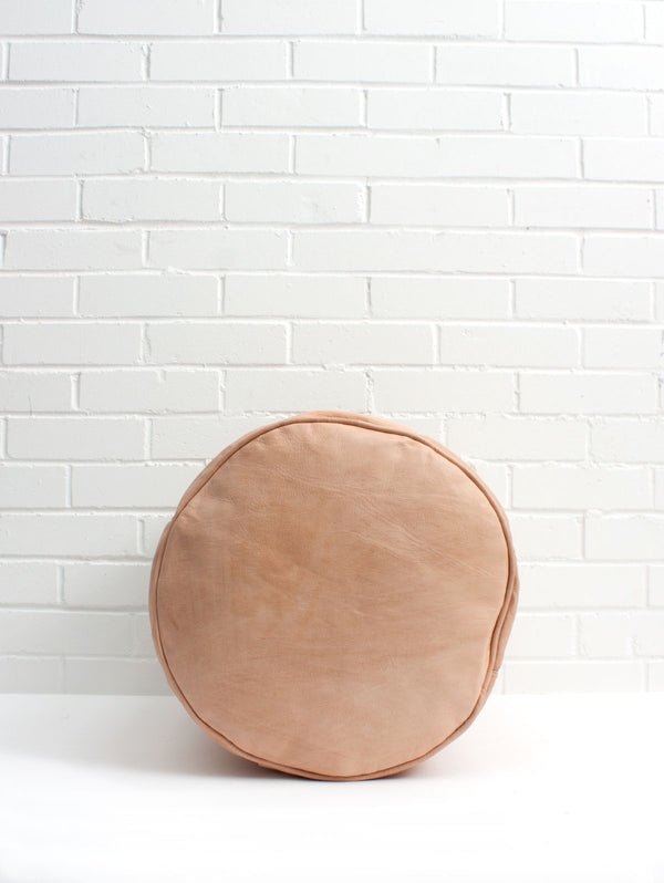bohemia design Moroccan Leather Plain Drum Pouffe Natural (slight seconds)